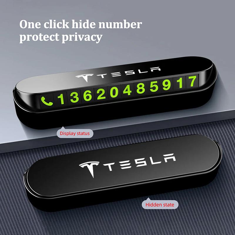 Car Temporary Parking Card Auto Emblem Phone Number Card Plate Sticker For Tesla Model Y Model 3 Model S Model X Roadster SpaceX