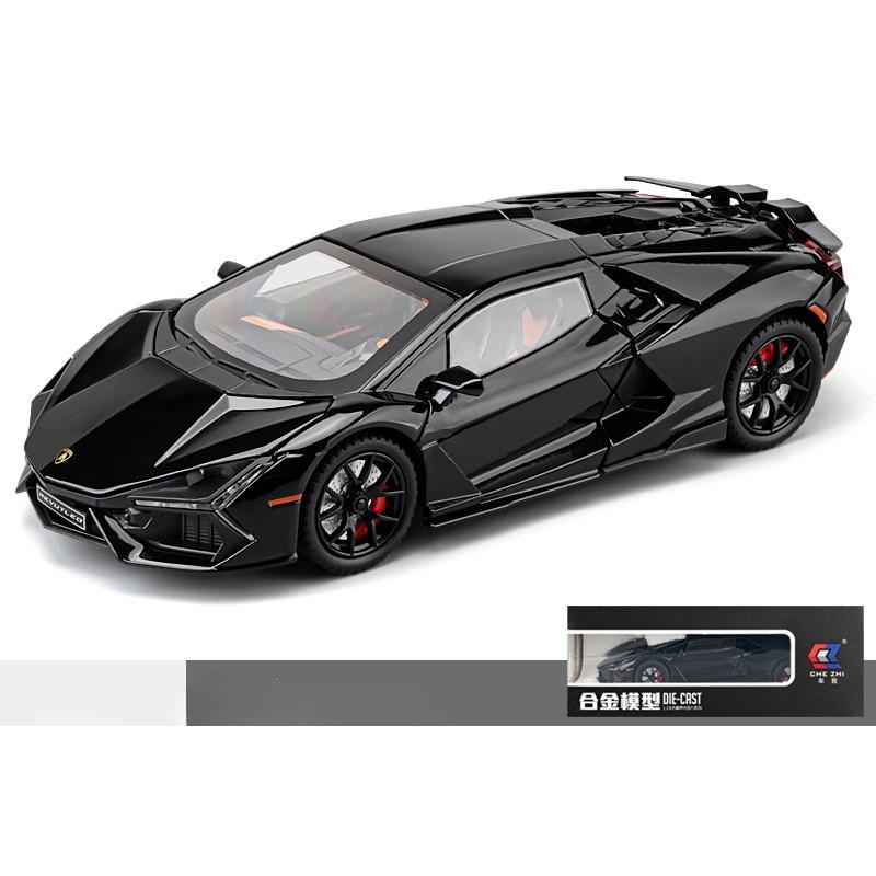 

1/24 Lamborghini Revuelto Supercar литые игрушечные машинки и транспортные средства из металла игрушечная модель автомобиля коллекция звуков и света детские игрушки 1/24-Size:21*9.6*5cm чёрный