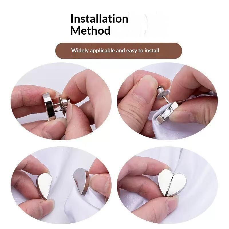 Curtain Magnetic Closure Buttons Detachable Leakage Proof Fastener Clips Easy Install for Home Blackout Window Curtains