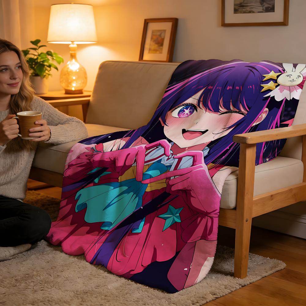 Throw High-Density Short Plush Blanket For Sofa Nap Air-Conditioned Room Soft Skin-Friendly Anime Oshi No Ko Hoshino Ai