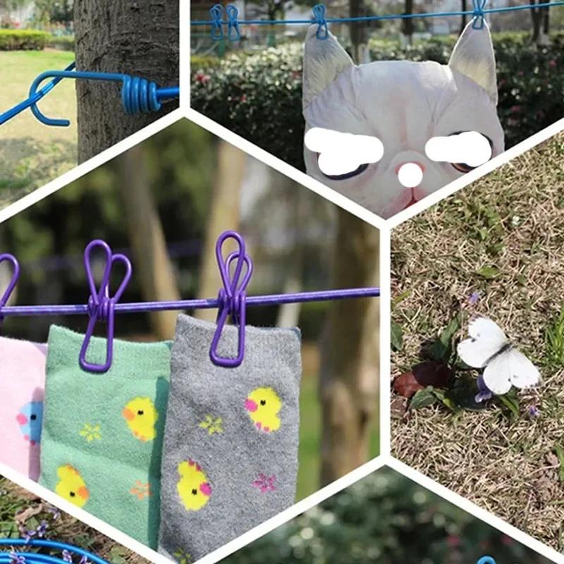 4M Outdoor Stretchy Clothesline Non-Slip Camping Laundry Rope with 12 Clips Portable Travel Clothesline for Socks Hanging Drying