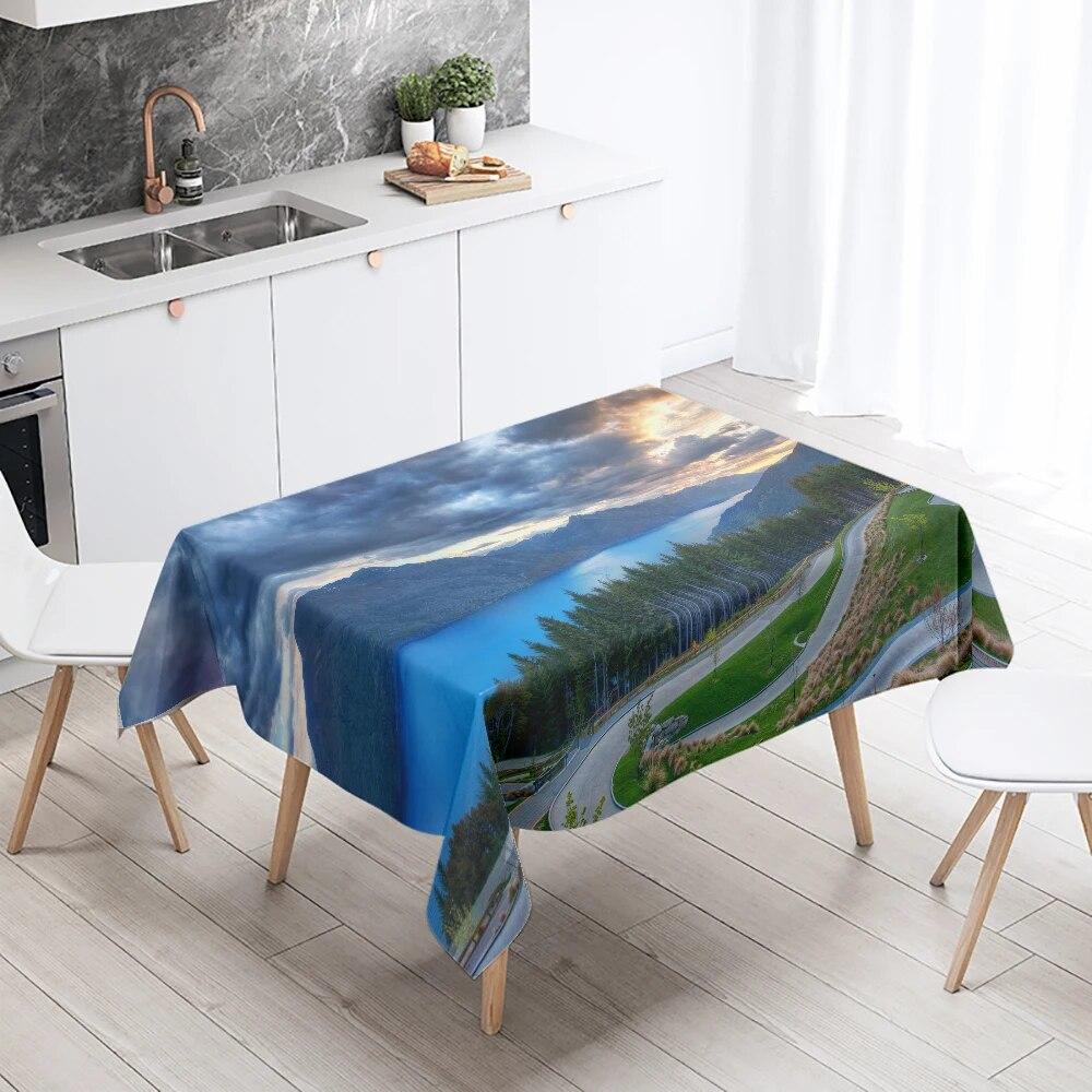 Beautiful Natural Scenery Printed Tablecloth Outdoor Picnic Camping  Stain Resistant Waterproof Table Home Decoration