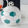 World Football Ceramic Cup with Lid, Sports Souvenir Planet Mug, Coffee Water Cups, Handheld Gift