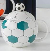 World Football Ceramic Cup with Lid, Sports Souvenir Planet Mug, Coffee Water Cups, Handheld Gift