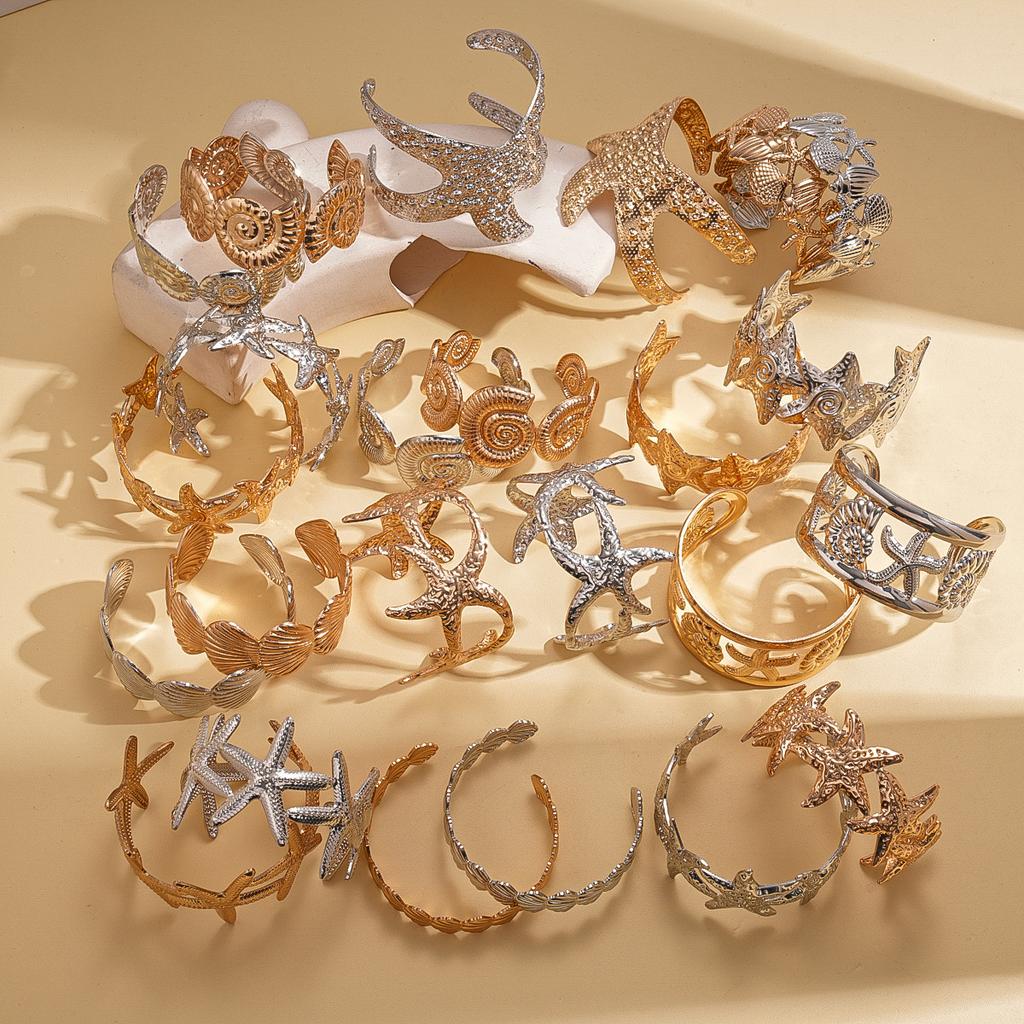 Shell Conch Turtle Starfish Coconut Open Bracelet Metal Vacation Wind Niche Premium Jewelry
