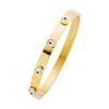 Hot Selling Goods Jewelry Colors Colourful Gemstone Zircon Bracelet Enamel 18K Gold Plated Oval Eyes Bangle for Women