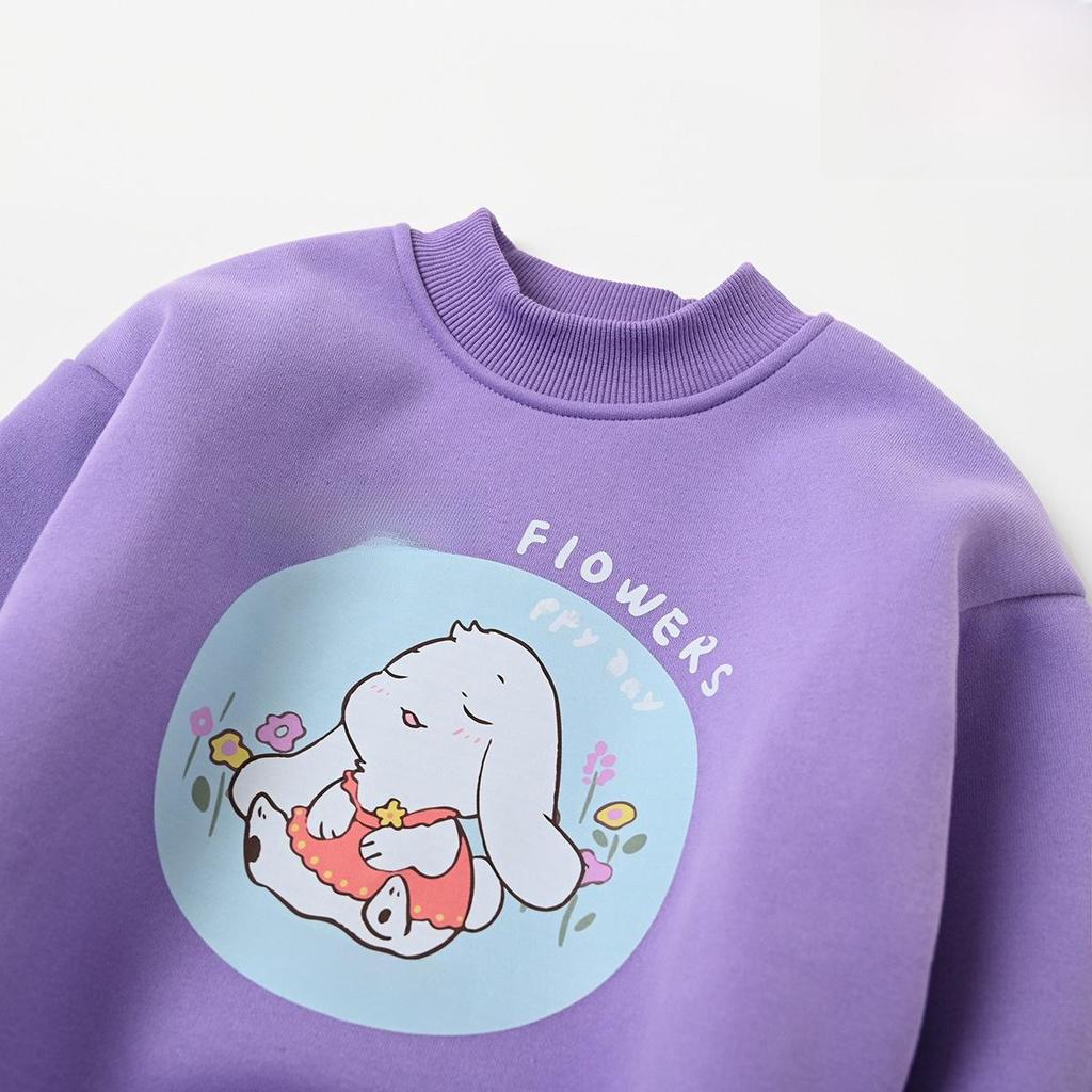 Dětská kreslená fleecová mikina přes hlavu - Hřejivá podzimní/zimní mikina pro chlapce a dívky, malé/střední velikosti