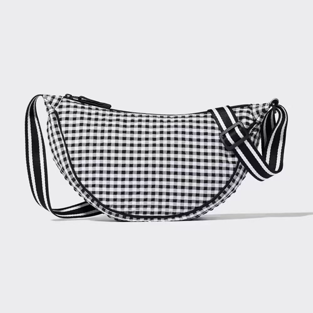 Casual Canvas Plaid Shoulder Bag Adjustable Strap Lightweight Nylon Crossbody Bag Hobo Bag Handbag Dumpling Ladies/Girls