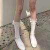 Women's Summer Thin Ballet Double Ruffle Mid-Calf Stacked Socks Cute Trendy Unisex Ruffled Calf Design