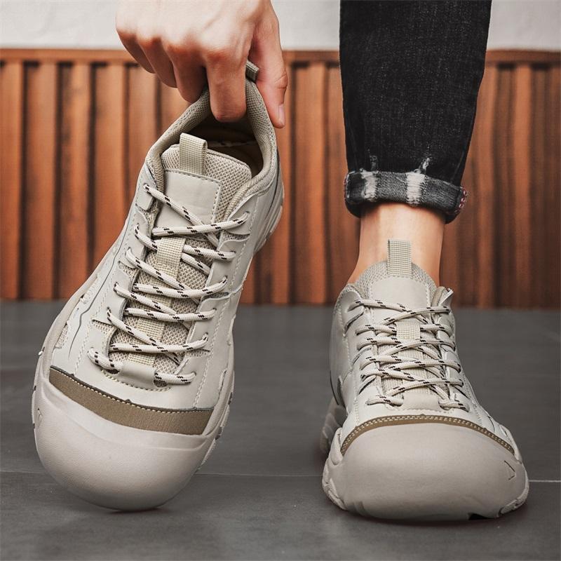 Men's Non-Slip Outdoor Sneakers New Leather Treking Footwear for Men Casual Hiking Shoes Travel Climbing Camping Trainers