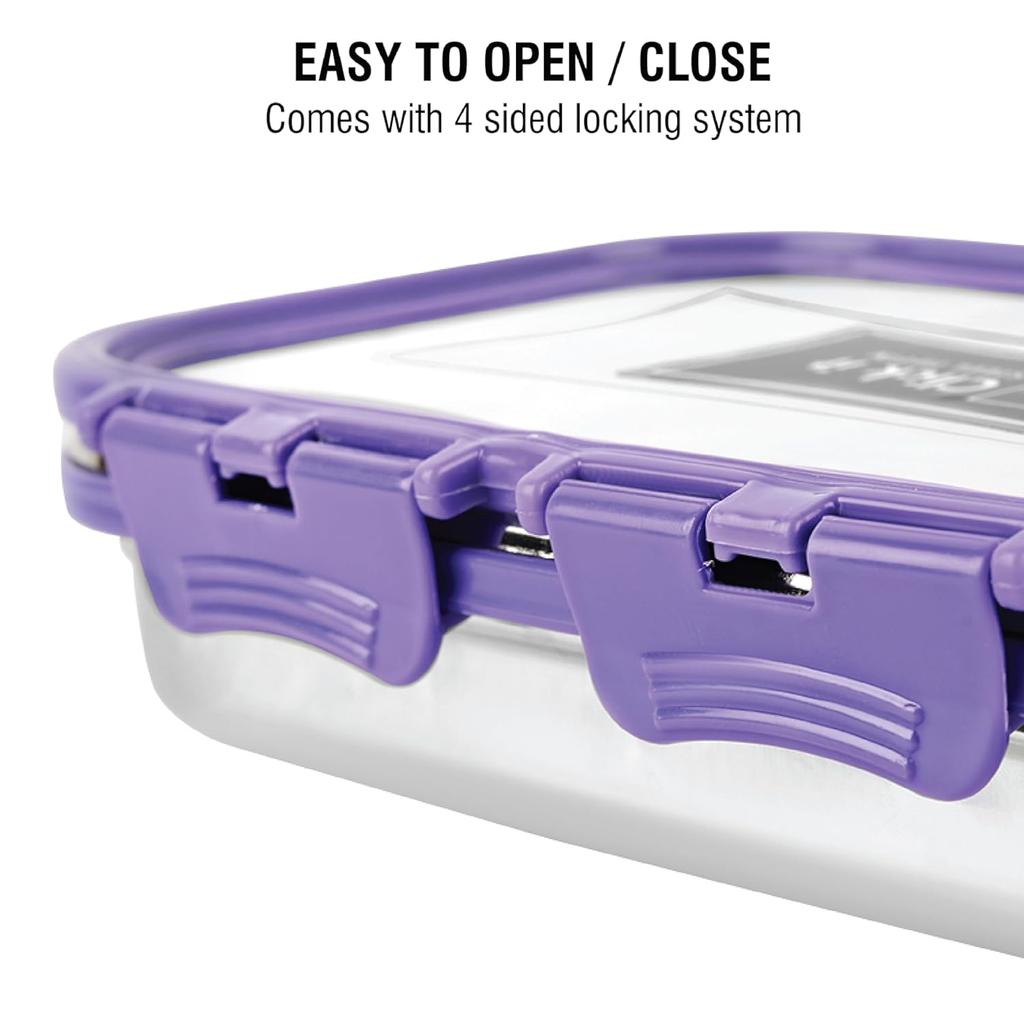 Isolierte Edelstahl-Lunchbox für Büro- oder Schulgebrauch mit Gemüsefach und auslaufsicherem Verschluss – Langlebige violette Tiffin für Erwachsene und Kinder