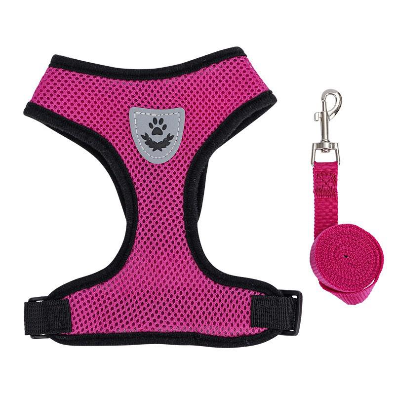 

All-Season Mesh Vest Dog Harness and Leash for Outdoor Walks L (8-12 lbs) рожевий червоний колір