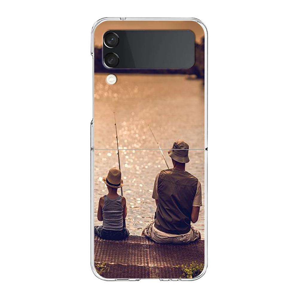 Carp Fishing Fish Phone Case For Samsung Galaxy Z Flip 3 4 5 Hard Folding Clear PC Bumper For Samsung Z Flip 6 Back Cover