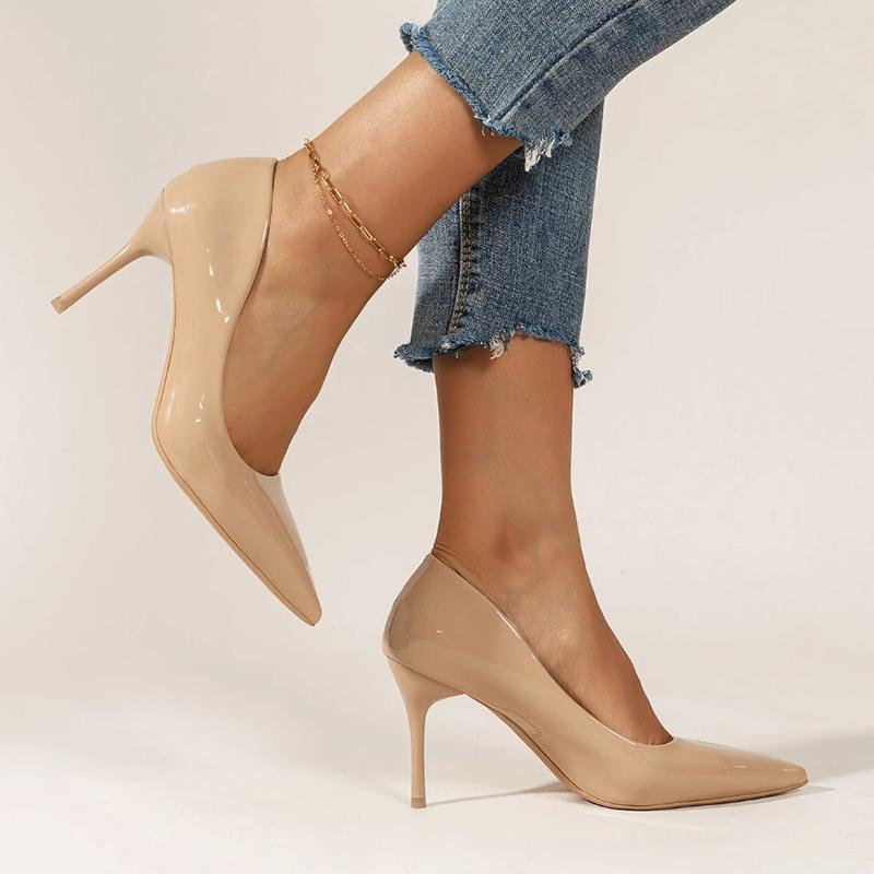 Fashion 2025 Plus Size Super High Heels Pumps Women Sexy Pointed Toe Stiletto Heel Shoes Woman Patent Leather Shallow Mouth Office Pumps