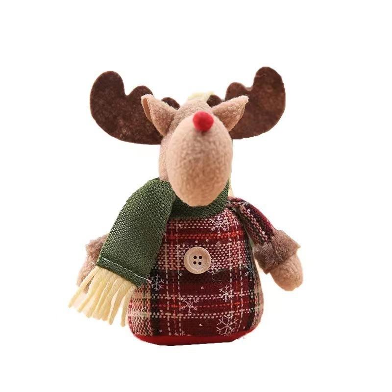 Christmas Tree Decoration Cartoon Figurine Snowflake Plaid Cloth Figurine Christmas Tree Hanging Decoration Children's Holiday Gift