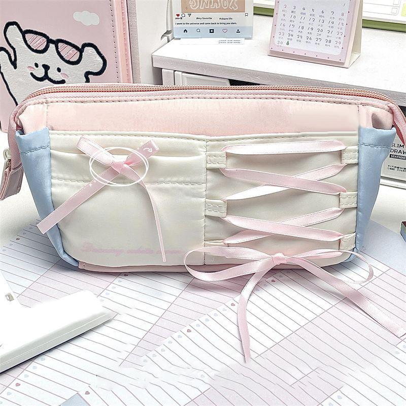 Sladké Přenosné Pouzdro na Tužky Kreativní Jednoduchá Taška na Psací Potřeby Velkokapacitní Taška na Pera ve Stylu Baletu Multifunkční Úložná Taška