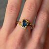 Vintage Unique Inlaid Square Diamonds Blue Rings for Women Light Luxury High-end Charms Ring Banquet Party Jewelry Gift