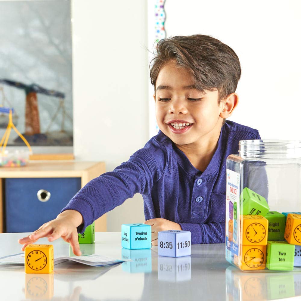 Learning Resources Math Educational Time Dice, English Version, 16-Piece Set, H2M91267, Authentic, 4 Colors