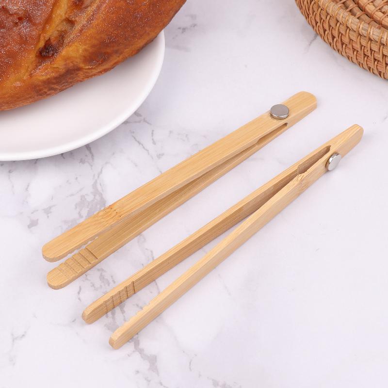 2Pcs Magnetic Bamboo Toast Tongs Wooden Tongs Durable And Stylish Kitchen Tool For Hot Bread, Fruits, Cheese