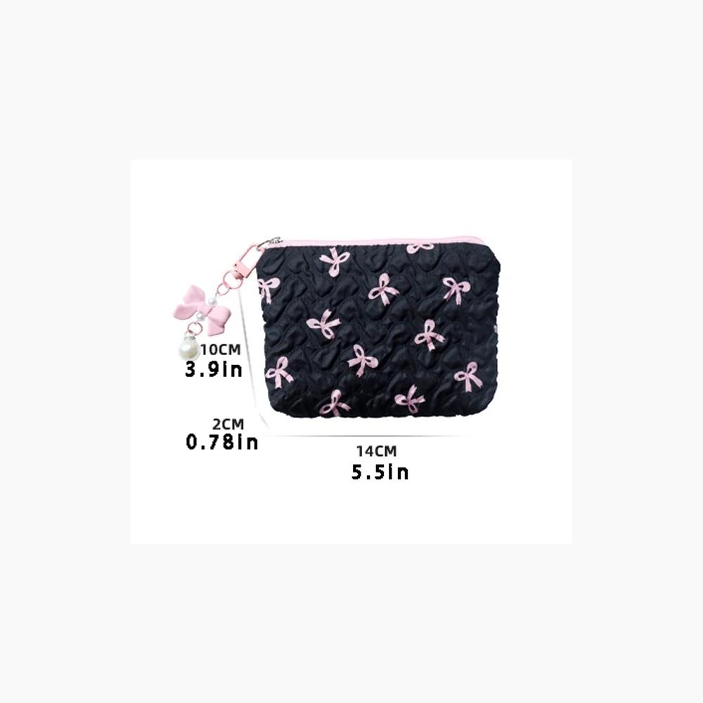 New Korean Style Fashion Simple Bow Wallet Cute Large Capacity Lipstick Storage Makeup Bag Coin Wallet Women Girl Birthday Gifts