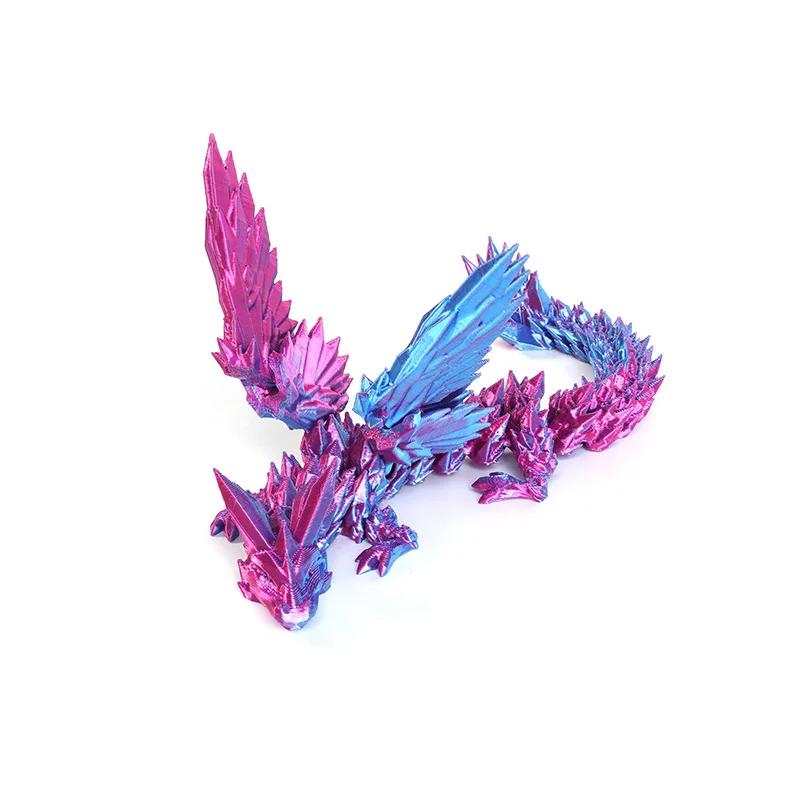 3D Printed Dinosaur Flying Dragon Ornament Articulated Joints Gradient Color Wings  Gift Handicraft Moving Parts Home Crafts