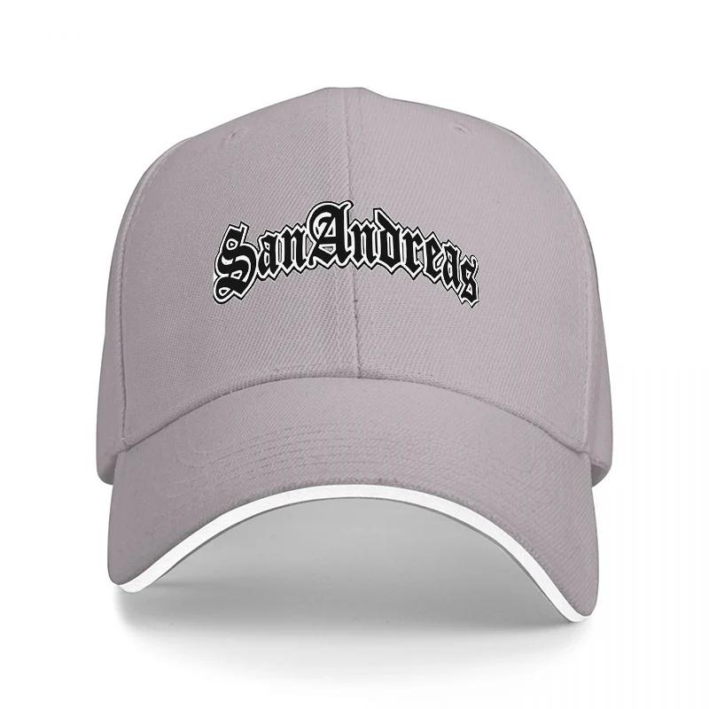 San Andreas Black Baseball Cap with White Embroidered Logo Classic Street Style Adjustable Fit for Men and Women