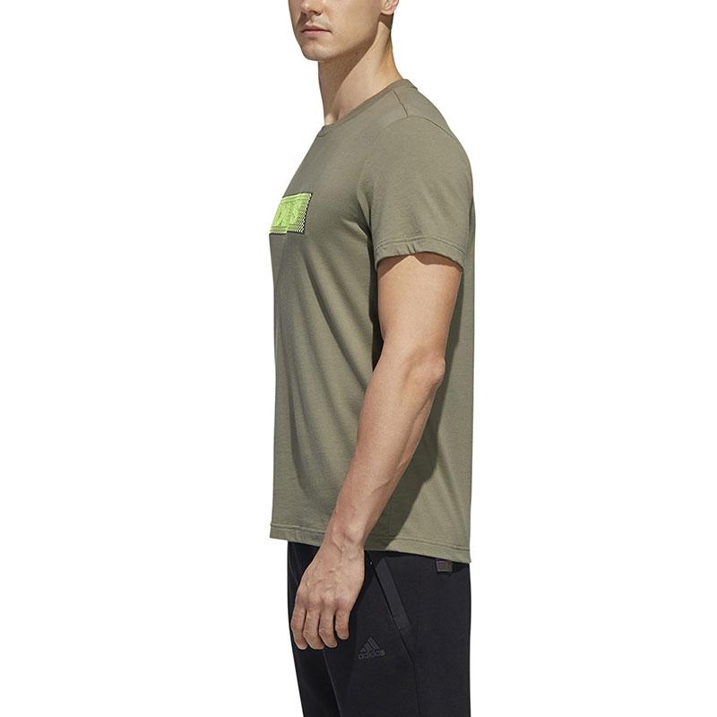 Adidas T Shirts Men's Brown Green Crew Neck Moderate Straight Fit GJ5111