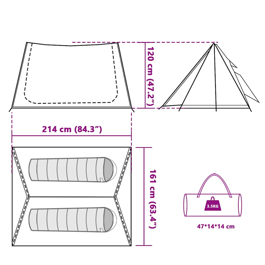 2 Person Camping Tent Green Waterproof