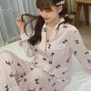 Spring and Autumn Ice Silk Pajamas Women's 1011 Polka Dot Simulation Silk Sweet and Cute Lace Loungewear Set