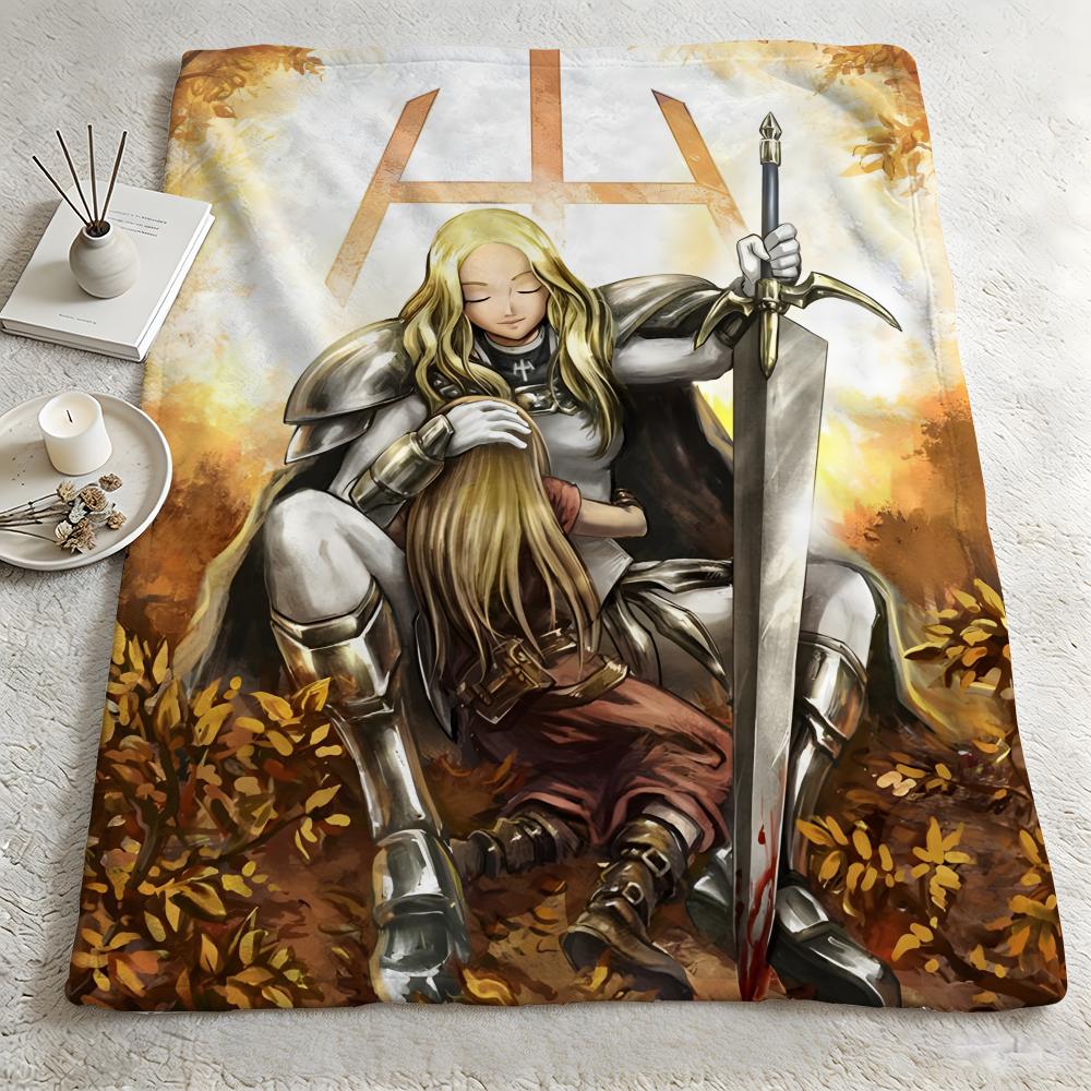 Anime CClaymoree Throw Warm Soft Flannel Blanket Multiuse for Sofa Bed Camping Travel Nap