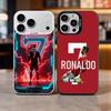 C-CR7 Football Ronaldo Phone Case For iPhone 17,16,15,14,13,12,11 Plus,Pro Max,Colored Silver Phone Case