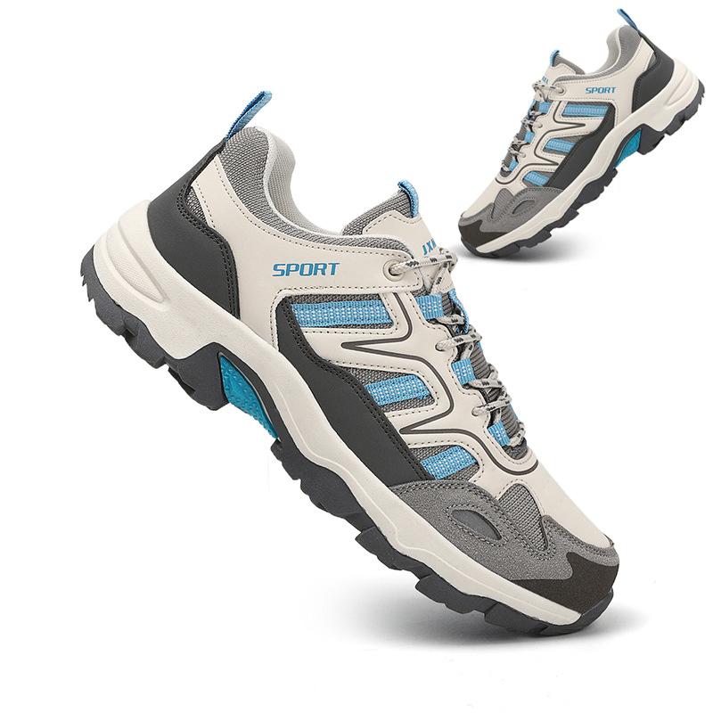 

Large size outdoor sports hiking shoes non-slip and wear-resistant camping hiking shoes anti-collision breathable climbing shoes 46 светло-синий