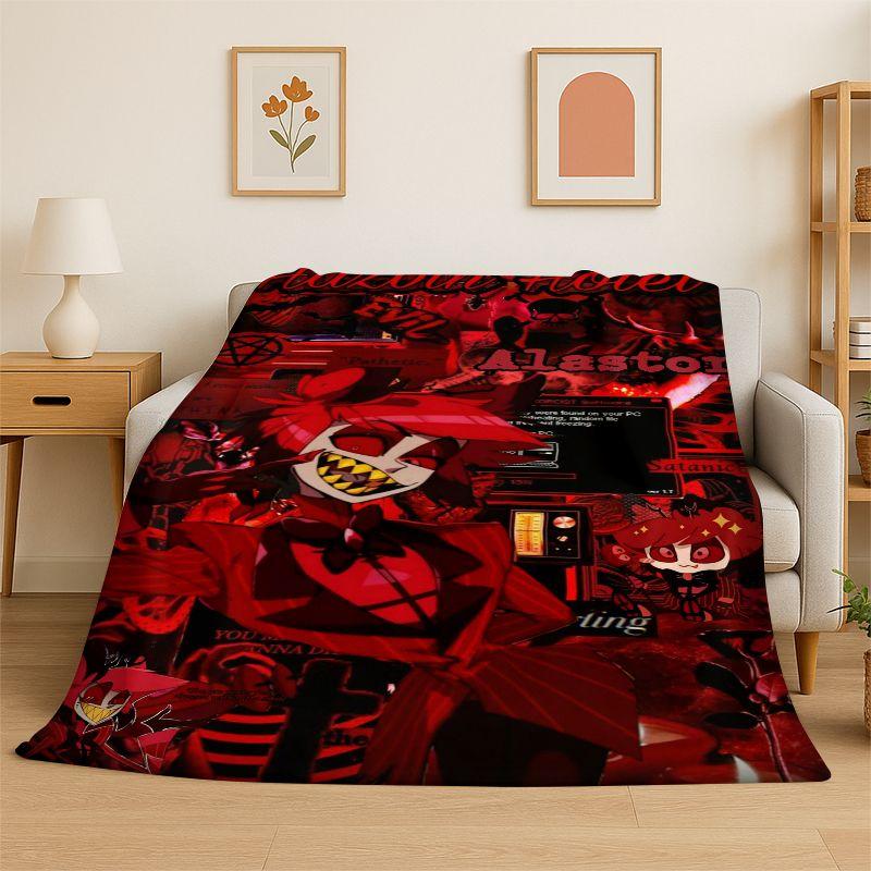 3D Cartoon H-Hazbin Hotel Charlie Flannel Blanket Soft Warm Throw Blanket for Bedroom Living Room Bed Travel Camping Picnic