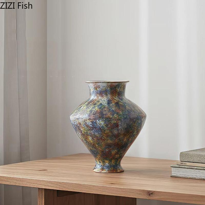 Oil Painting Painted Ceramic Vase Table Decoration Artificial Flower Decorative Flowers Arrangement Room Aesthetic Decor