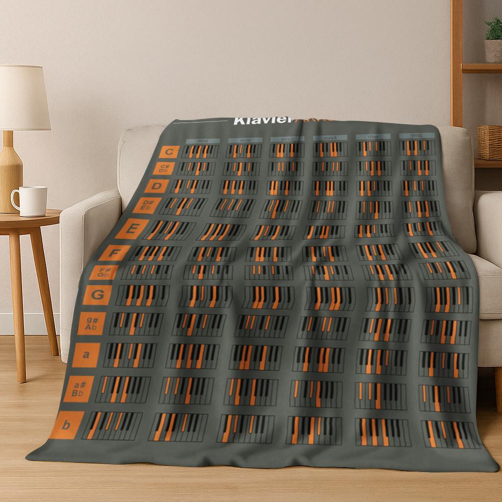 Guitar Bass Chords Theory Chart Music Flannel Blanket Soft Warm Blanket for Bedroom Room Living Room Bed Travel Camping Picnic
