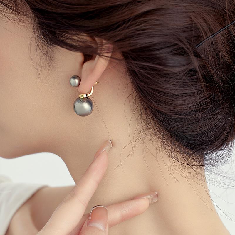 Light luxury high-end pearl earrings women's unique niche design earrings Internet celebrity temperament rear hanging versatile earrings