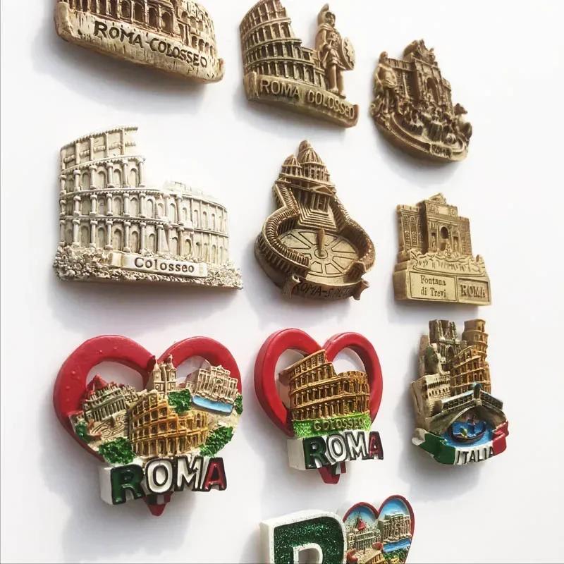 Kühlschrankmagnet mit Wahrzeichen von Rom, Italien, Touristen-Souvenirs, Kolosseum, Wishing Pool, magnetischer Kühlschrankaufkleber, Kunstharz-Kunsthandwerkssammlung