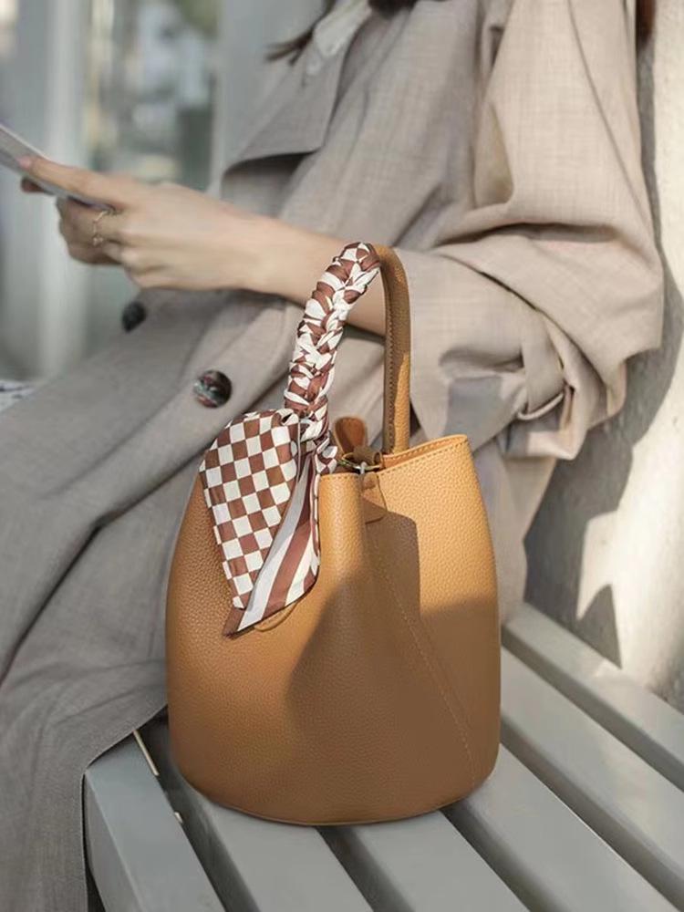 Genuine Leather Large Capacity Vegetable Basket Bag 2024 - High-End Women's Shoulder Crossbody Handbag