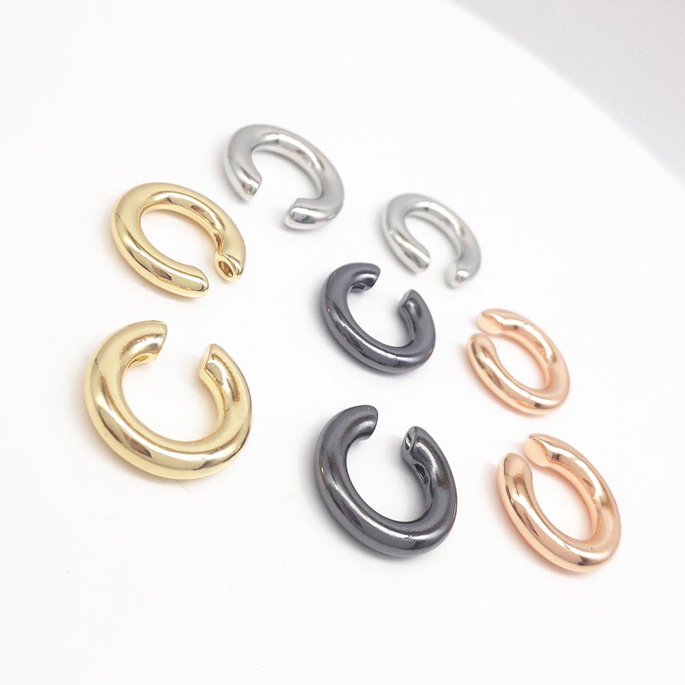 Minimalist Asymmetrical Double Circle C-Shaped Metal Ear Cuff Jewelry