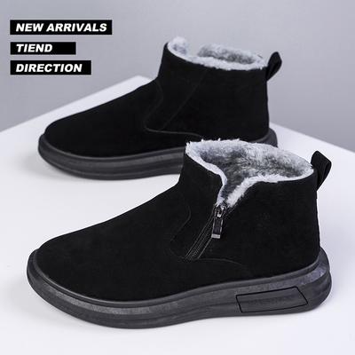 Stivali da neve scarpe di cotone da uomo velluto di pelle autunno e inverno nuovi ispessiti antiscivolo caldi suola spessa moda stile britannico casual stivali da neve
