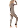 Women's Leopard Print Button-Down Front Functional Buttoned Flap Adults Jumpsuit