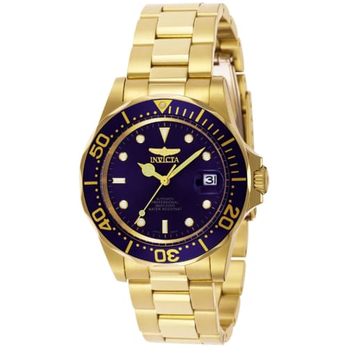 

Invicta Pro Diver Automatic Watch, 40mm Case, Gold with Stainless Steel Strap, Blue Dial, Men s, 8930