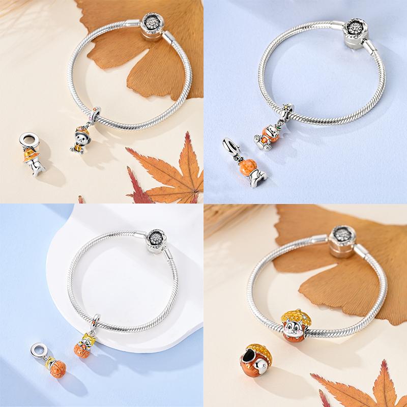 Charms Copper Squirrel Maple Leaf Honey Autumn Charms Beads Fit Original Bracelets Bangle Necklace Fine Diy Jewelry