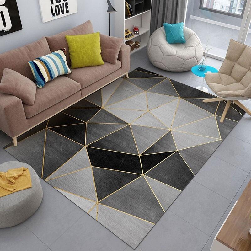 Nordic Abstract Geometry Printing Large Rug Anti-slip and Wear-resistant Soft Mat for Living Room Bedroom Carpet Easy To Clean