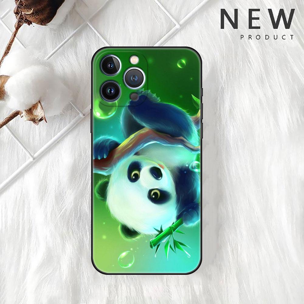 Niedliche Cartoon Tier Panda Hülle für Apple iPhone 14 Pro Max 13 11 12 Mini SE 7 8 Plus X XS 6 6S Silikon Handyhülle Weiche Funda