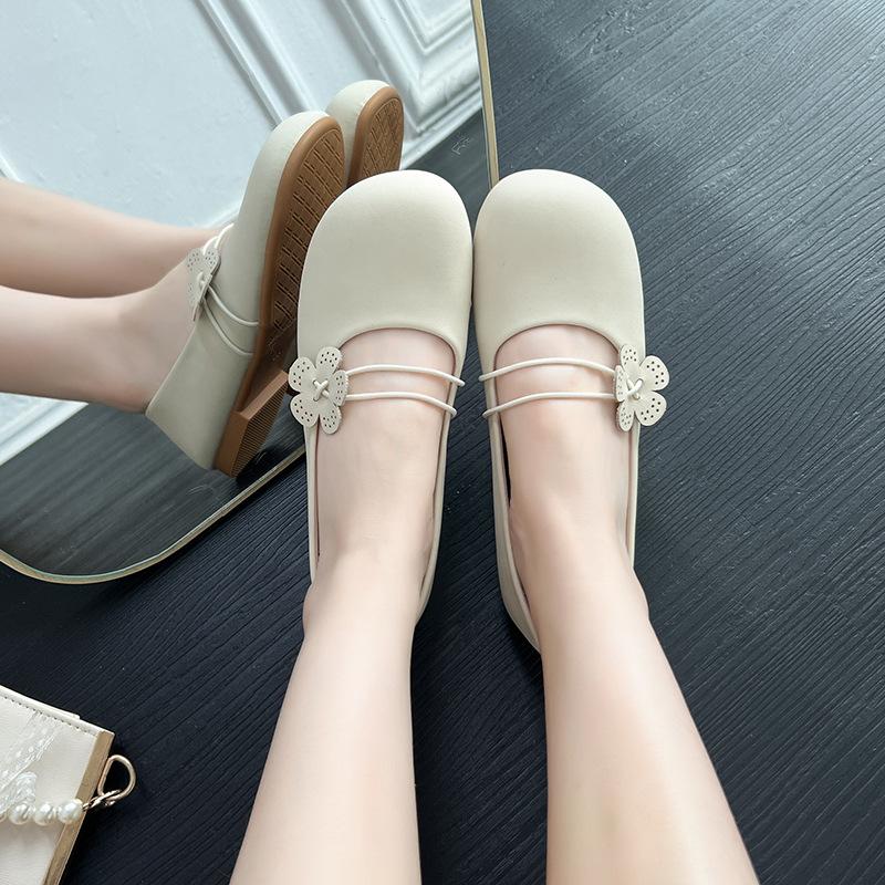 Grandma Soft Leather Soft Sole Beanie Shoes Mary Jane Flat Single Shoes Women's Cheongsam Sandals Evening Shoes