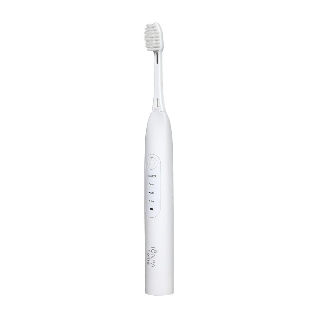 IONPA Home Rechargeable Sonic Vibration Toothbrush, Medium Bristles, DH-411 White (Includes Main Unit + 1 Replacement Brush Head)