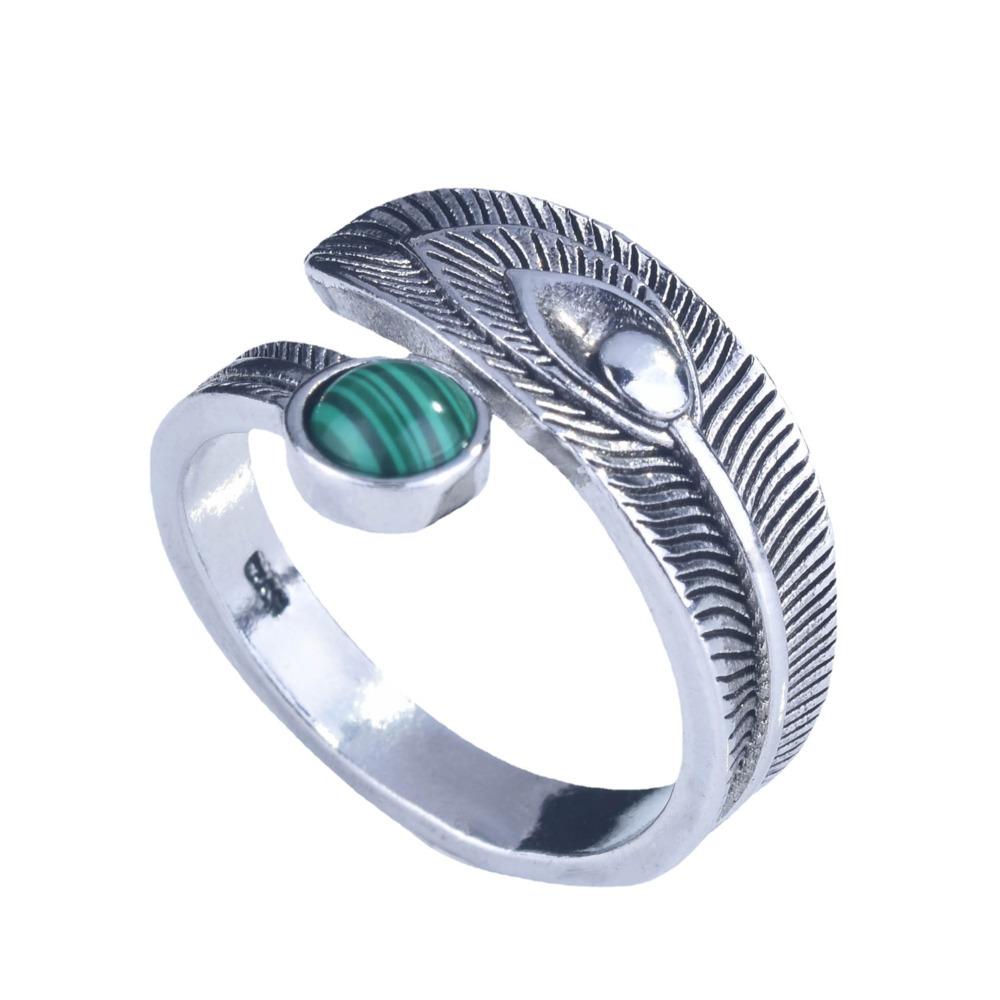 Wosikate Vintage Malachite Ring For Women  Copper Plated Finger Ring Fashion Jewelry Adjustable Size Thai Copper Jewellery