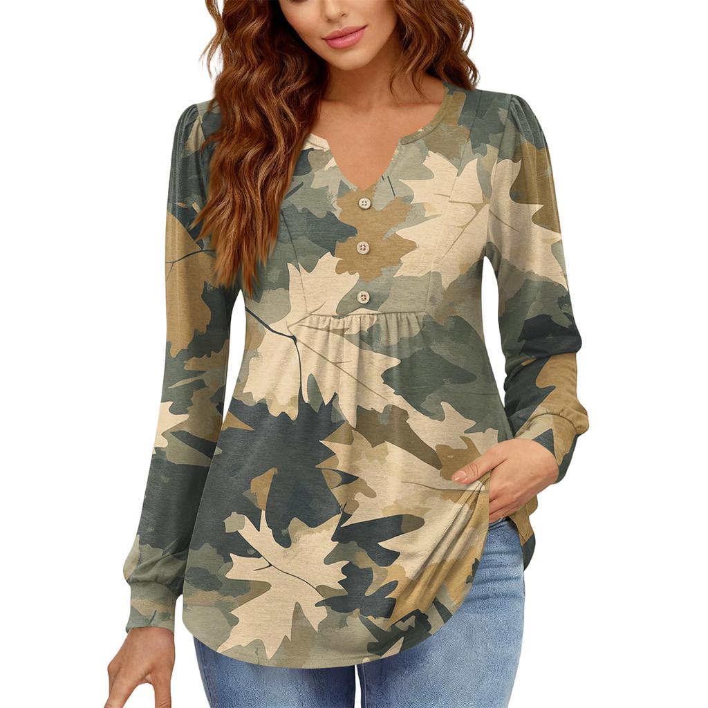 Γυναικείο Χαλαρό, V-λαιμόκοψη, Ρετρό Χρώμα, Μπλοκ με Φλοράλ Σχέδιο, Μακρυμάνικο Πουλόβερ T-shirt