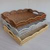 Storage Tray Wicker Basket with Handles Retro Rattan Weave Design